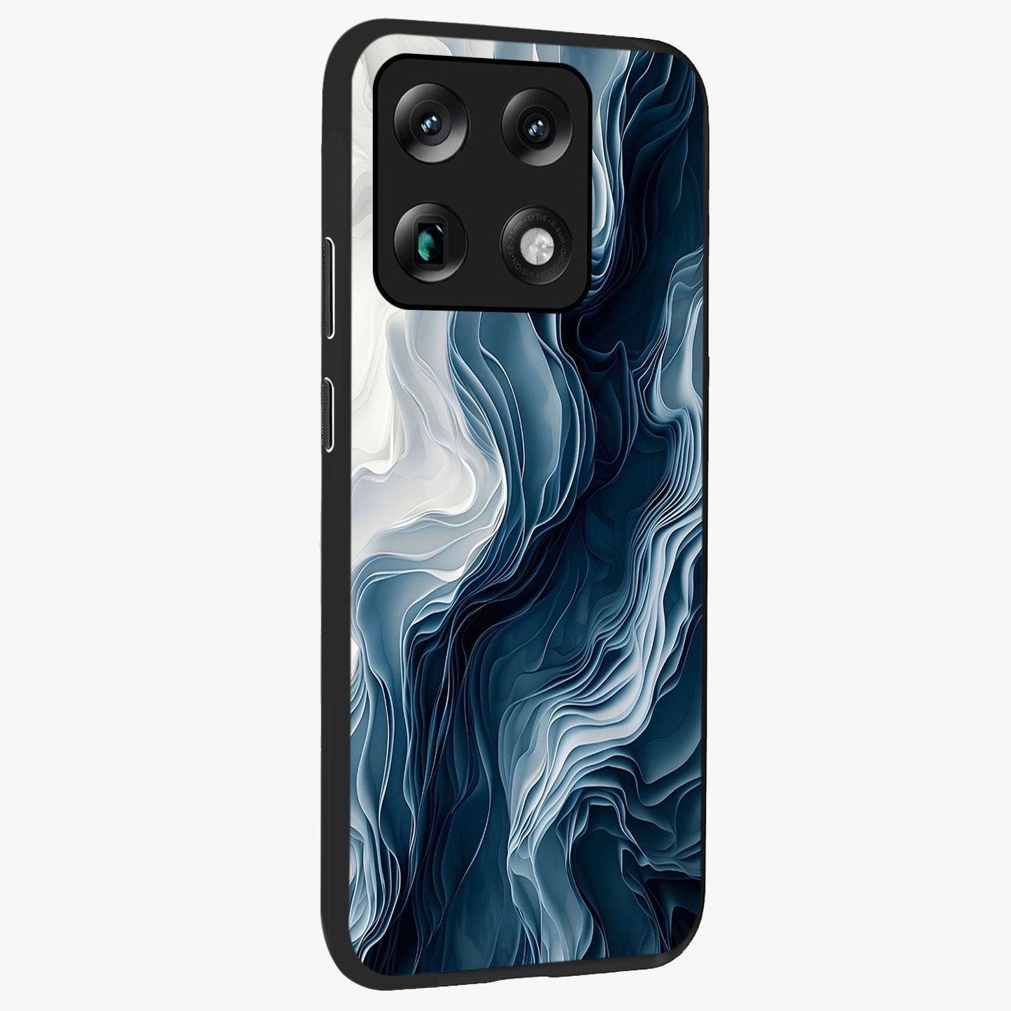Ethereal Paper Marble Glass Case upright view showcasing smooth marble artwork with refined minimalist theme.