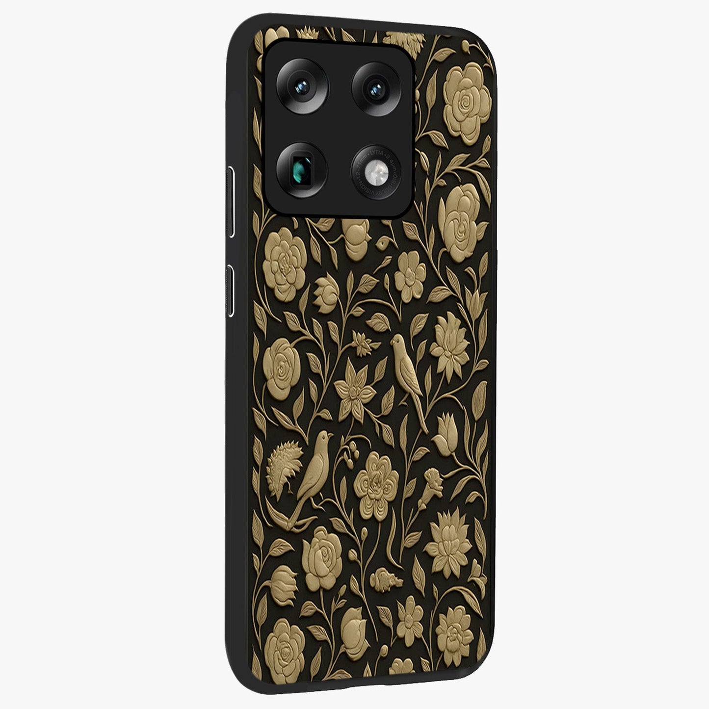 Golden Evil Eye Mandala Glass Case upright view showcasing decorative evil eye mandala artwork with spiritual aesthetic style.