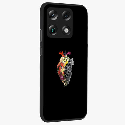 Heart With Flowers Glass Case upright view showcasing decorative heart and floral artwork with sweet romantic theme.