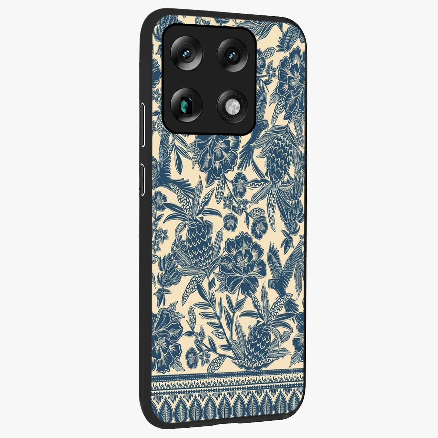 Heirloom Wild Bloom Glass Case upright view showcasing delicate wildflower artwork with timeless floral theme.