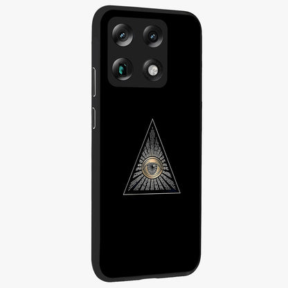 Illuminati Evil Glass Case upright view showcasing striking illuminati artwork with mysterious symbolic theme.