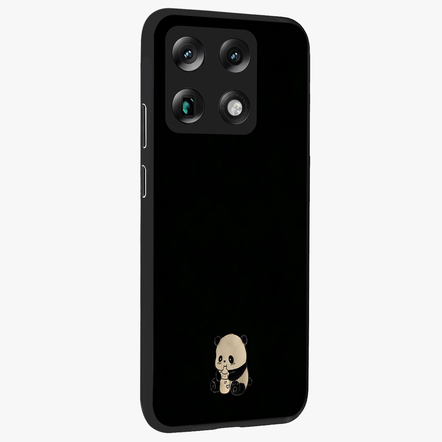 Midnight Panda Love Glass Case upright view showcasing charming panda artwork with playful romantic theme.