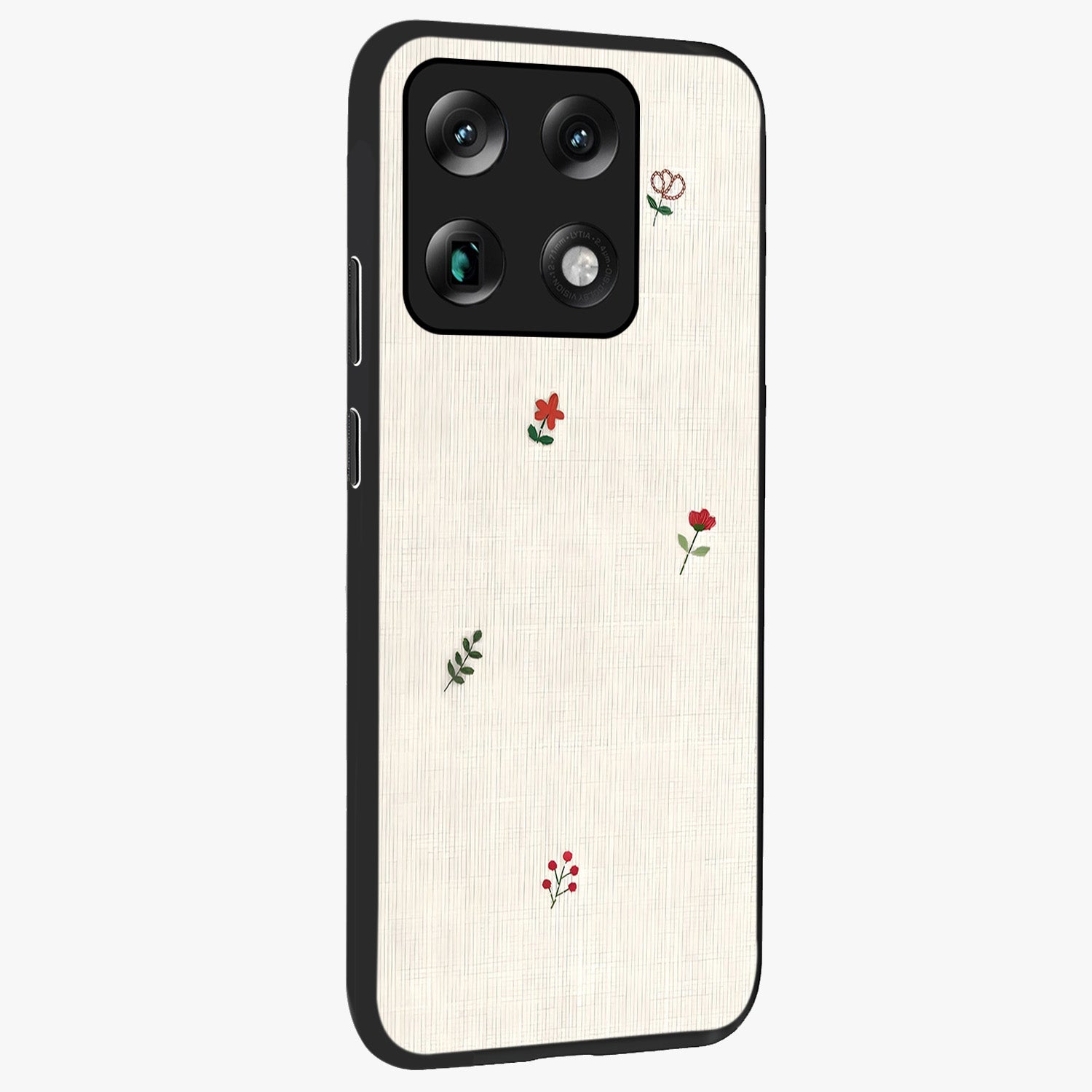 Minimalistic Blue With White Flower Pattern Glass Case upright view showcasing clean white flower artwork with calming blue theme.