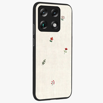 Minimalistic Blue With White Flower Pattern Glass Case upright view showcasing clean white flower artwork with calming blue theme.