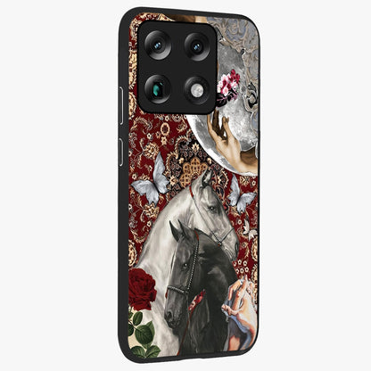 Moonlit Royal Stallion Glass Case upright view showcasing dramatic horse artwork with glowing moon themed design.