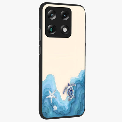 Ocean Drift Turtle Glass Case upright view showcasing calm underwater turtle artwork with nature inspired theme.