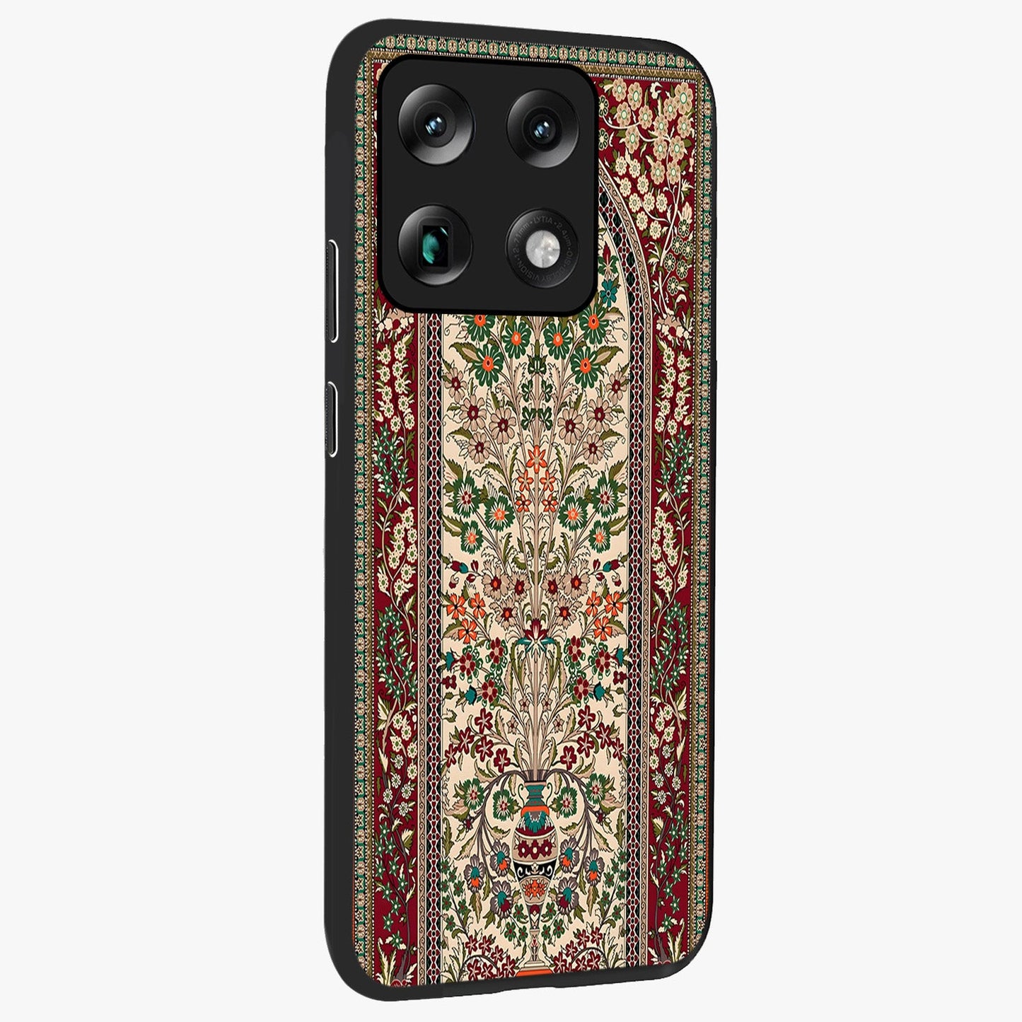 Persian Inspired Glass Case upright view showcasing decorative Persian artwork with rich heritage theme.