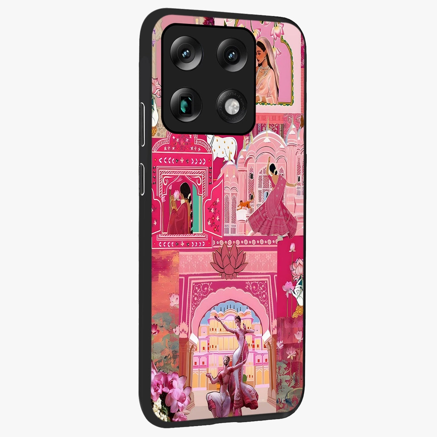 Pink Palace Muse Glass Case upright view showcasing artistic palace artwork with graceful royal theme.