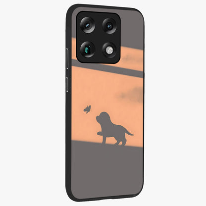 Puppy Shadow Art Glass Case upright view showcasing charming puppy artwork with creative silhouette theme.