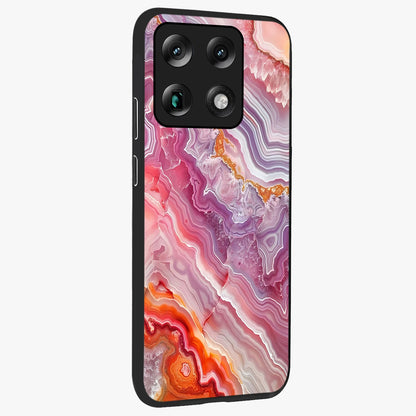 Rose Quartz Marble Glass Case upright view showcasing decorative marble artwork with luxurious pastel theme.
