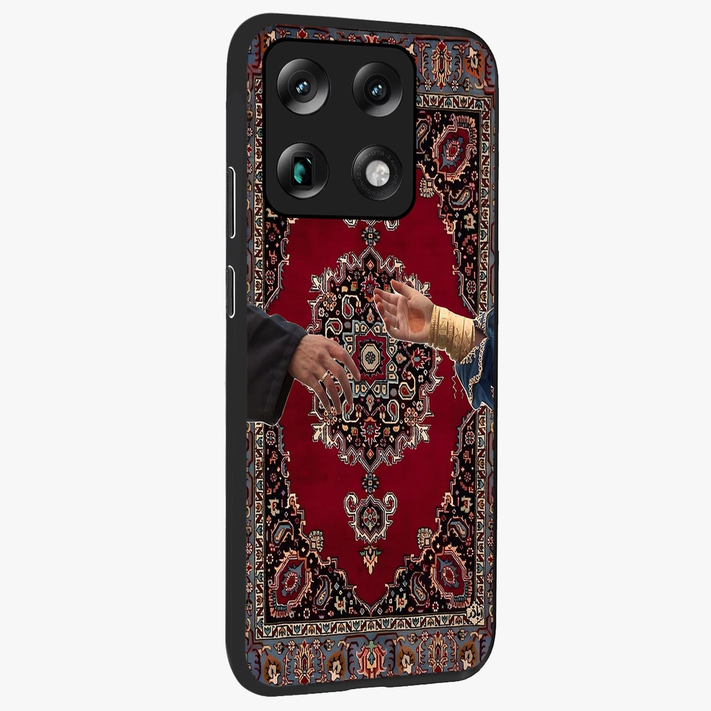 Royal Touch Reach Glass Case upright view showcasing stylish royal inspired artwork with graceful theme.