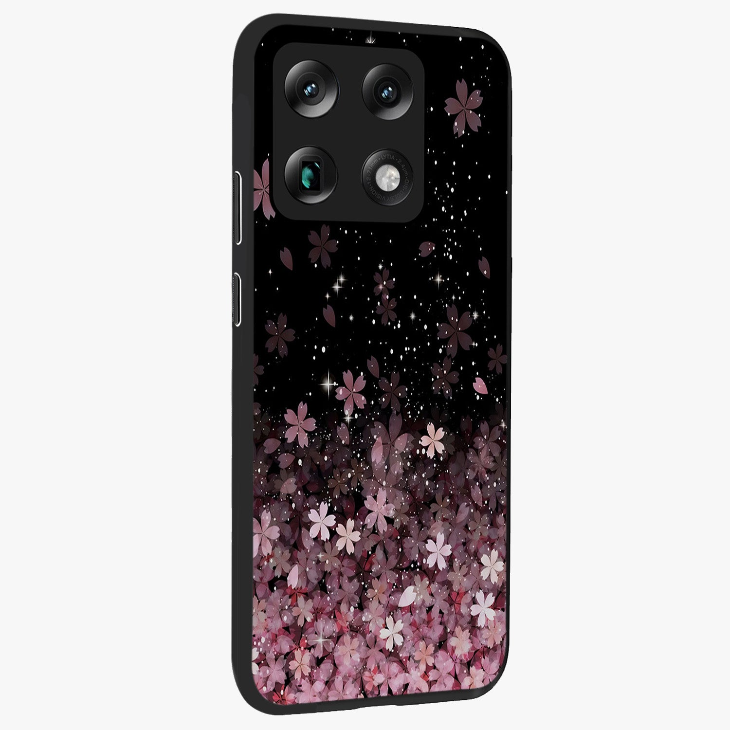 Small Starry Flowers Glass Case upright view showcasing charming floral artwork with dreamy starry theme.