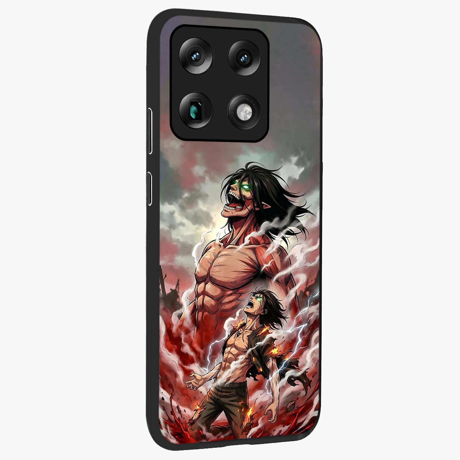 Titan Awakening Fury Glass Case upright view showcasing intense titan artwork with epic fantasy theme.