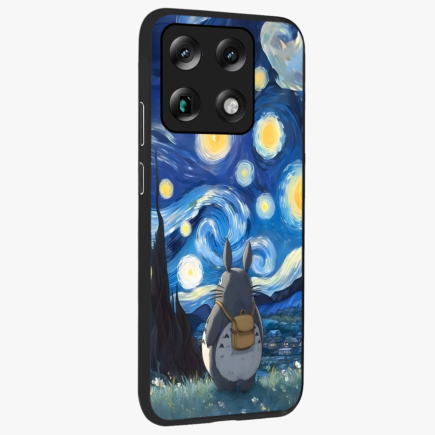 Totoro In Van Gogh Art Glass Case upright view showcasing creative character artwork with painterly artistic theme.