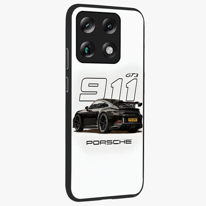 Turbo Legacy Icon Glass Case upright view showcasing bold racing inspired artwork with classic car theme.