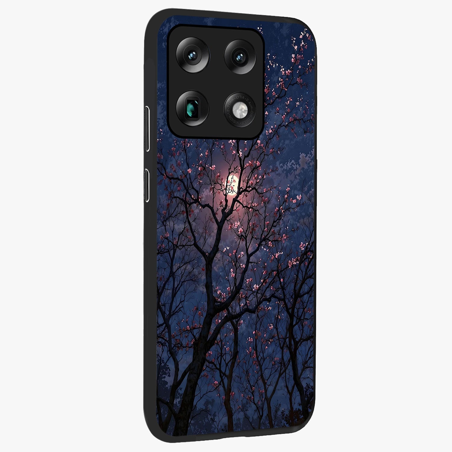 Twilight Sakura Serenade Glass Case upright view showcasing beautiful cherry blossom artwork with serene evening theme.