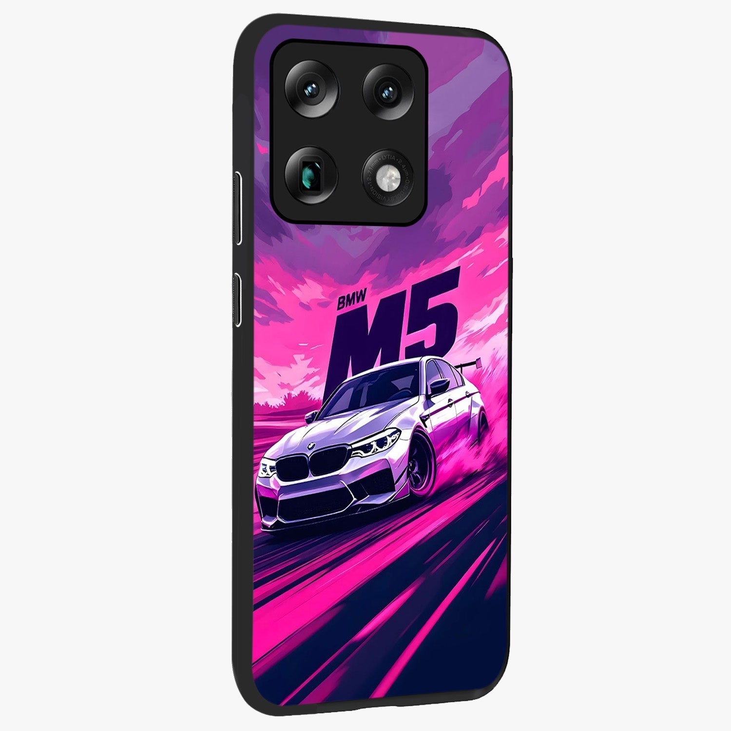 Velocity Drift Pulse Glass Case upright view showcasing powerful racing artwork with energetic motorsport theme.