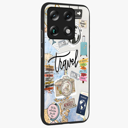 Wanderlust Journal Glass Case upright view showcasing wanderlust inspired artwork with creative exploration theme.