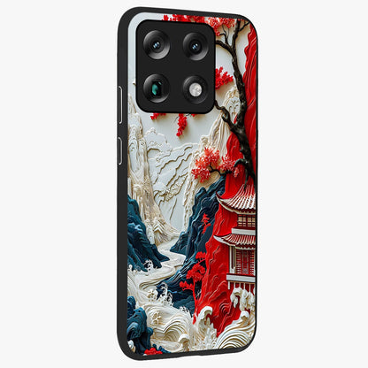 Whispers Of Sakura Waves Glass Case upright view showcasing delicate cherry blossom artwork with elegant nature theme.