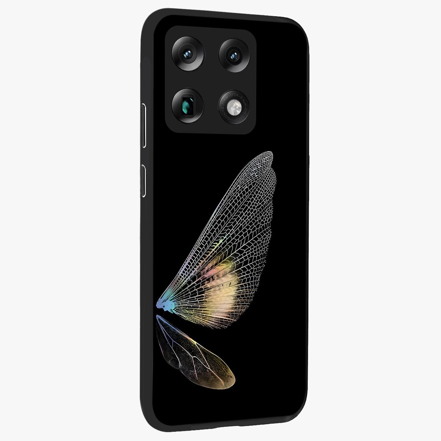 Whispers Of Wings Glass Case upright view showcasing elegant wing artwork with light airy theme.