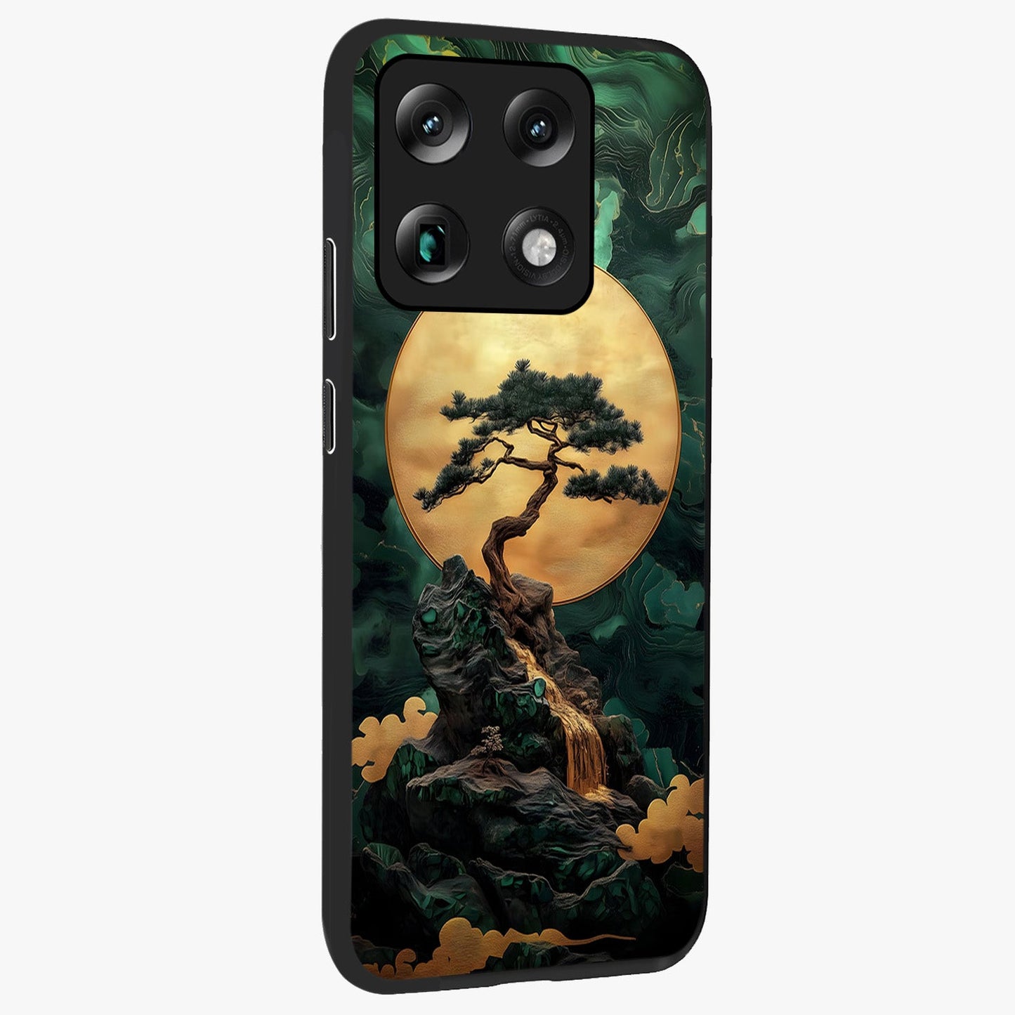 Zen Moon Rise Glass Case upright view showcasing serene moon artwork with tranquil night theme.