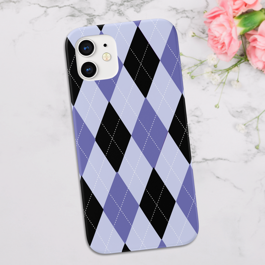 Black-Lilac Palid Pattern Slim Case Cover With Same Design Holder