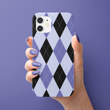 Black-Lilac Palid Pattern Slim Case Cover With Same Design Holder