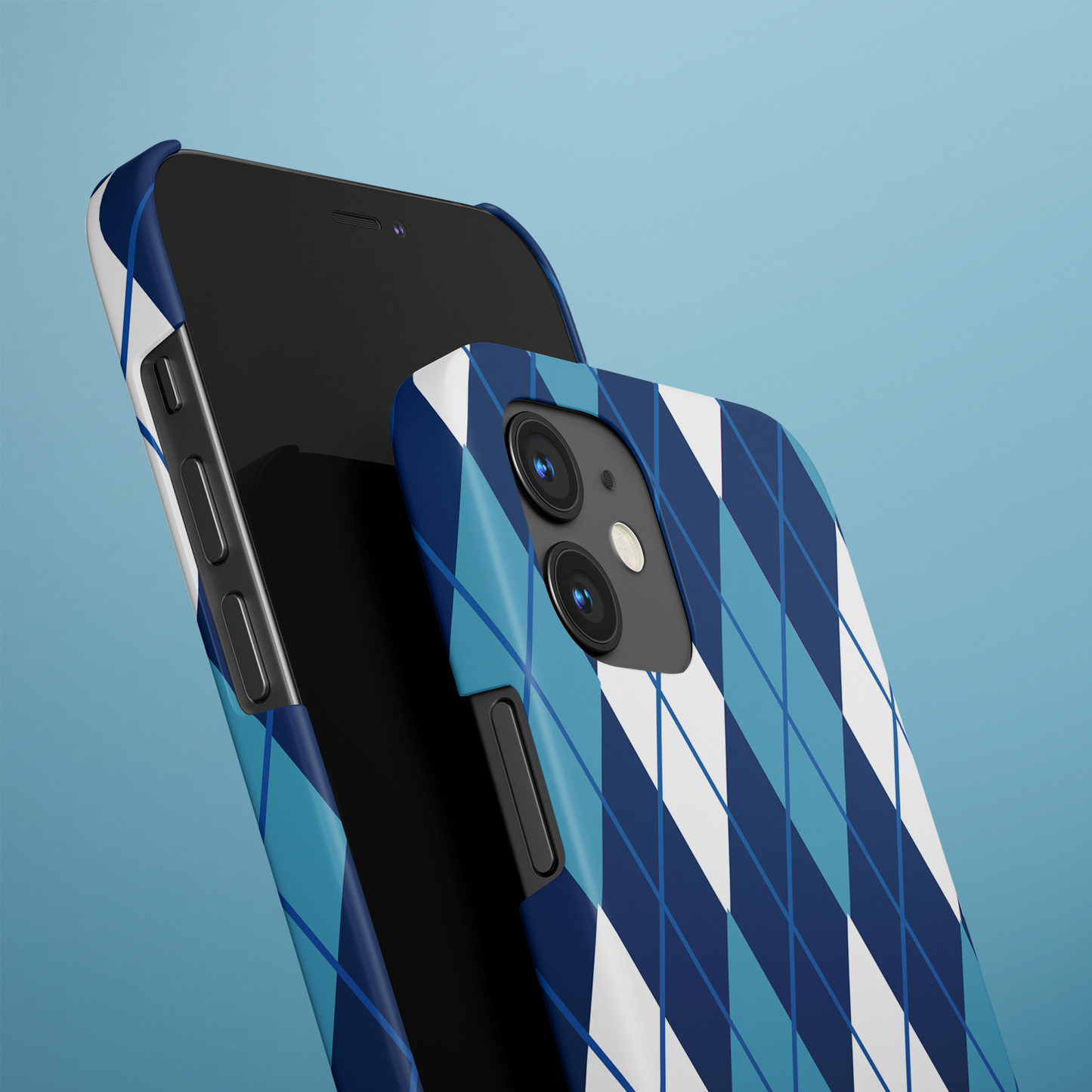 Blue Palid Pattern Slim Case Cover With Same Design Holder