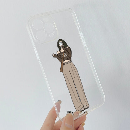 Cute Girl V2 Custom Name Clear Silicon Soft Cover