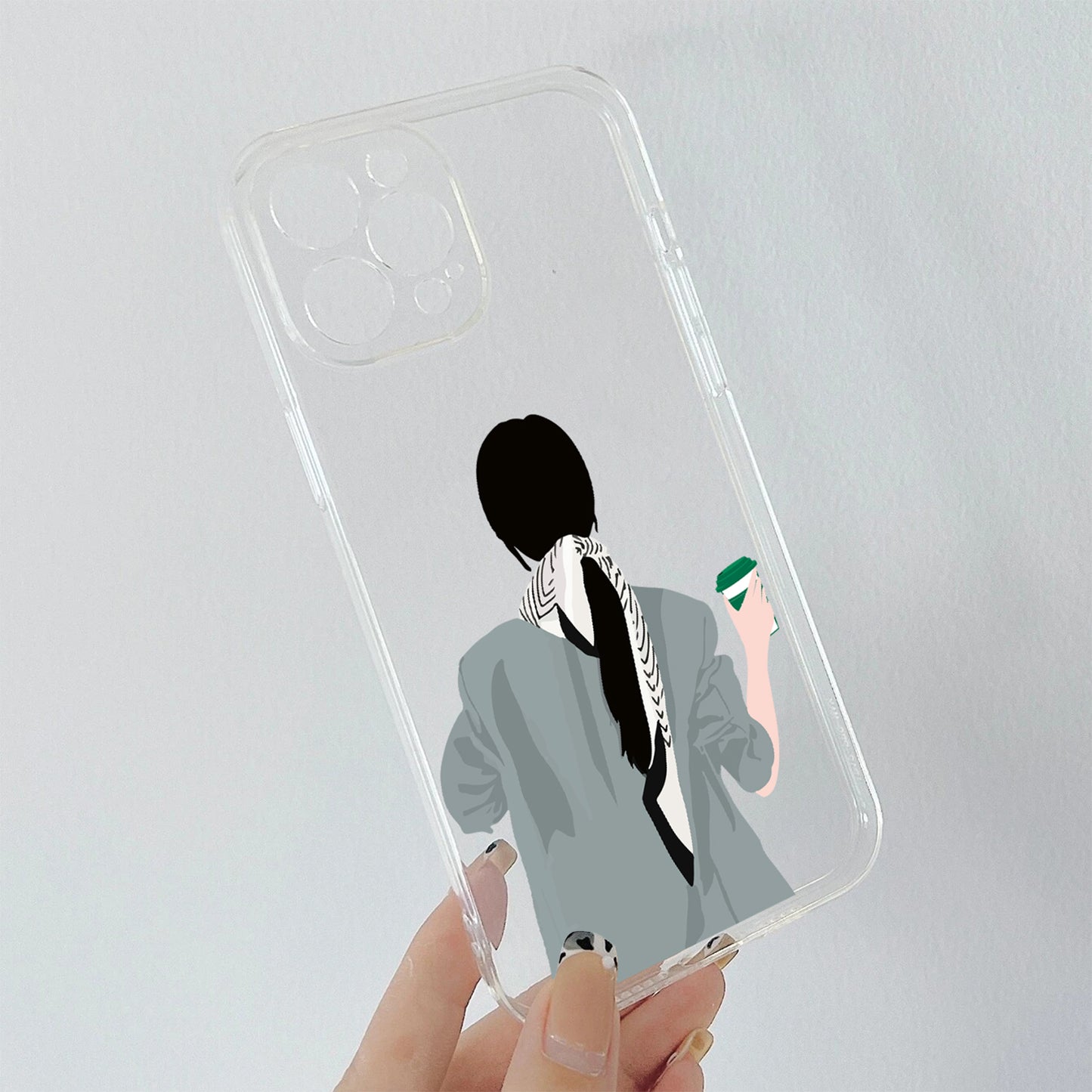 Girl With Starbucks Coffee Custom Name Clear Silicon Soft Cover