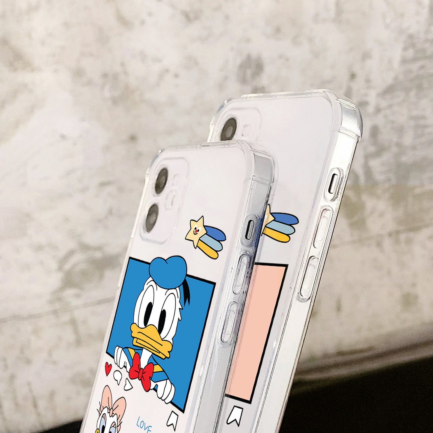 Couple Donald and Daisy Anti-Drop Clear Silicon Case Cover