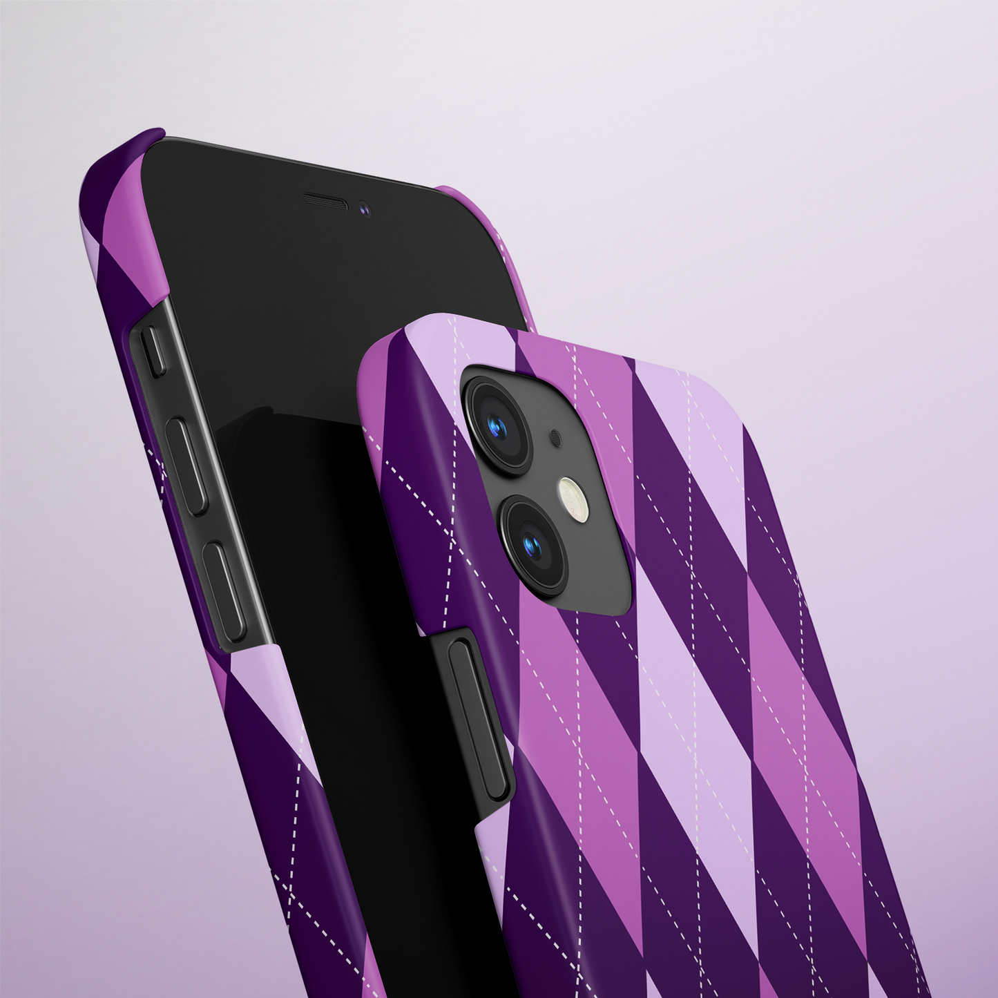 Purple Palid Pattern Slim Case Cover With Same Design Holder