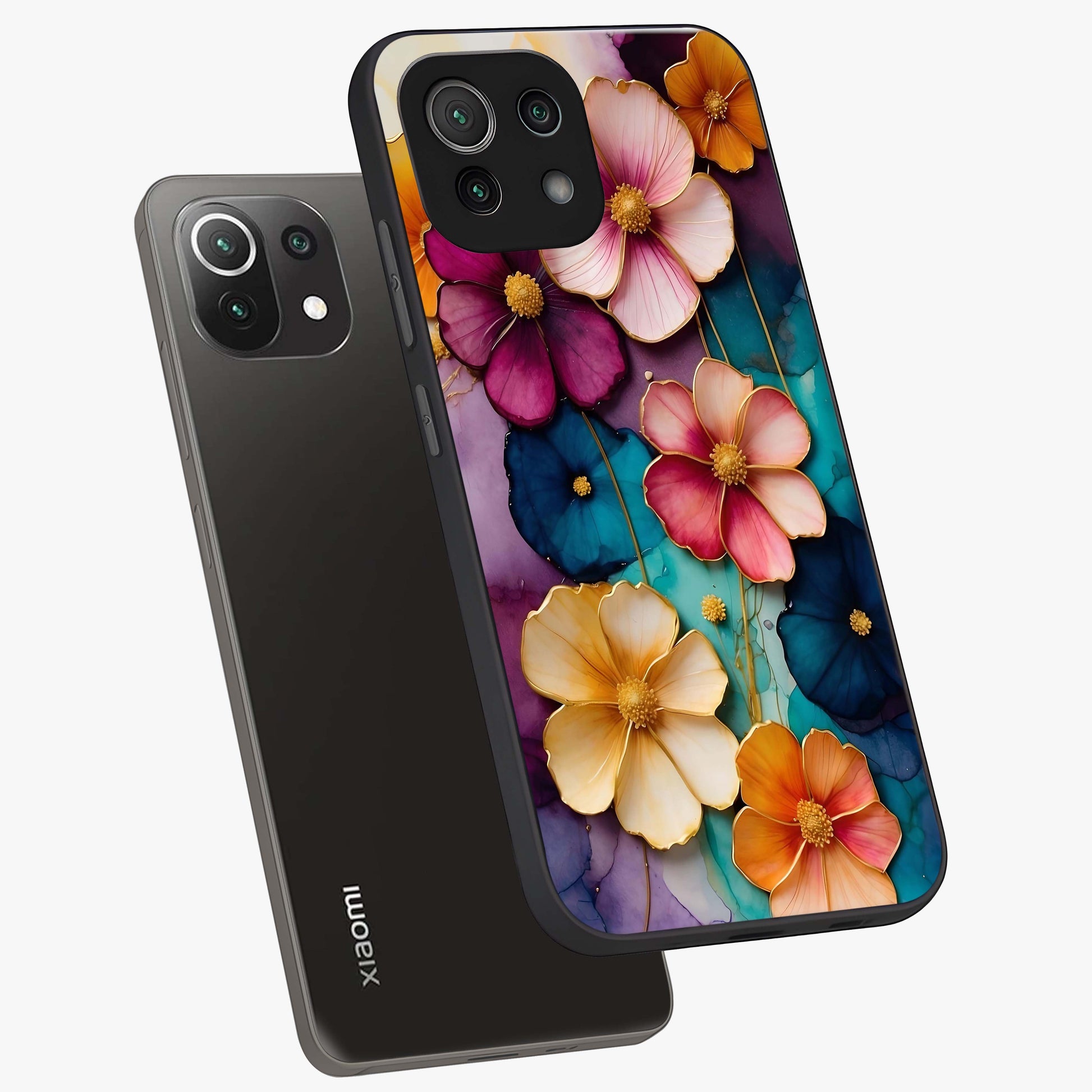 Artlyn Grace Flower Pattern Glass Case displayed in angled mockup highlighting delicate flower pattern design and smooth glass surface.