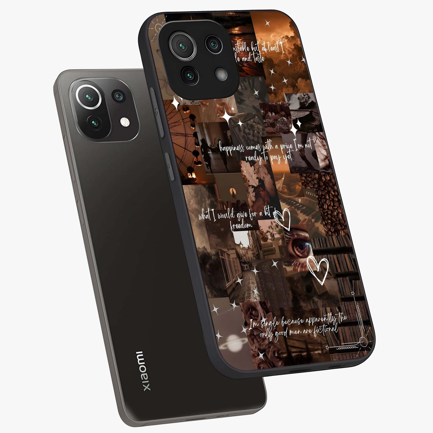 Bittersweet Aesthetic Chaos Glass Case displayed in angled mockup highlighting expressive abstract artwork and edgy aesthetic theme.
