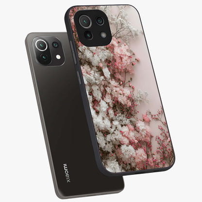 Blush Blossom Cloud Glass Case displayed in angled mockup highlighting soft cloud and blossom design with pastel aesthetic.