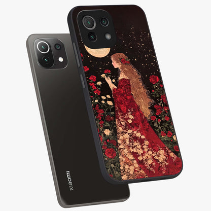 Crimson Dreams Glass Case displayed in angled mockup highlighting soft crimson aesthetic design with artistic theme.