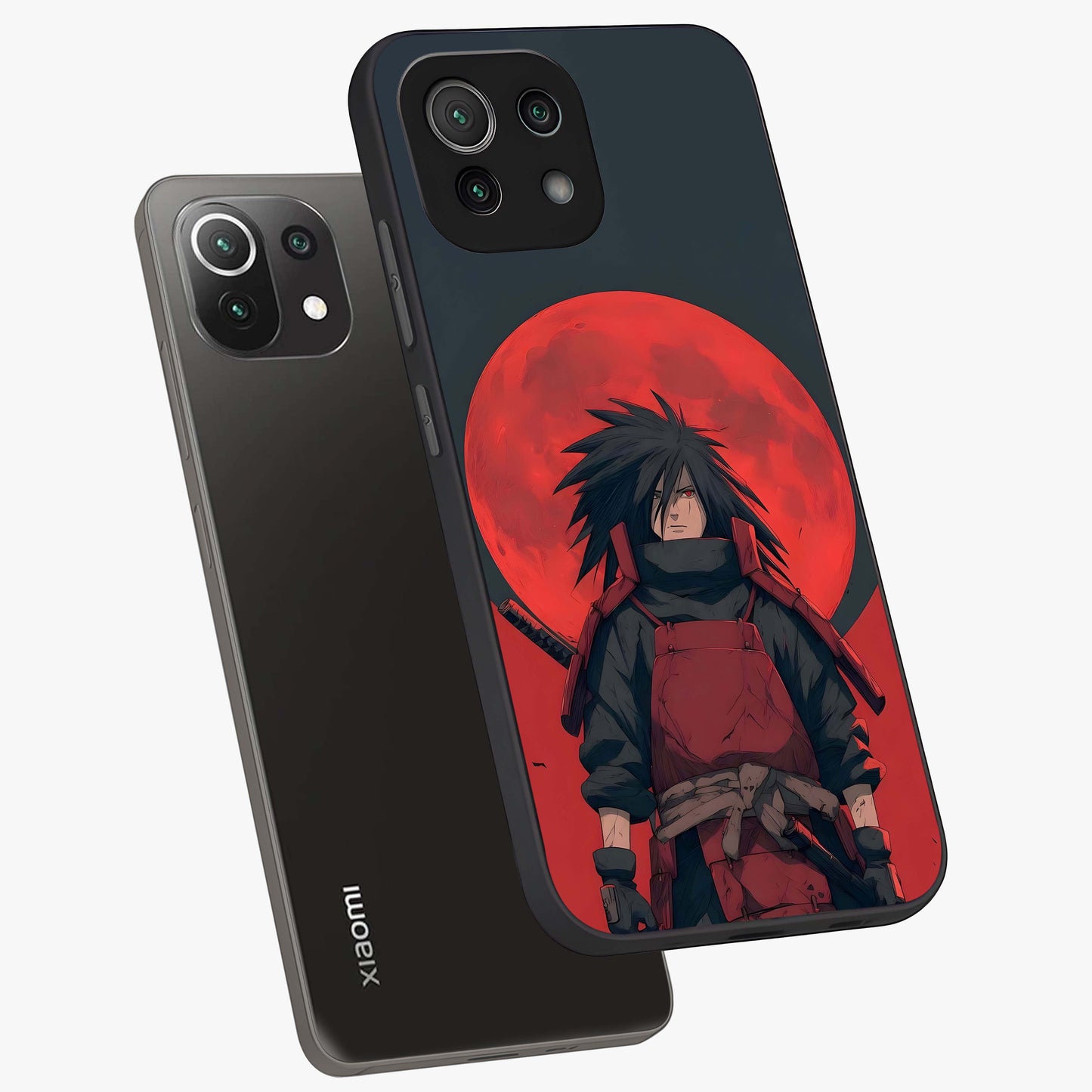 Crimson Moon Warlord Glass Case displayed in angled mockup highlighting dramatic crimson moon design with fantasy aesthetic.