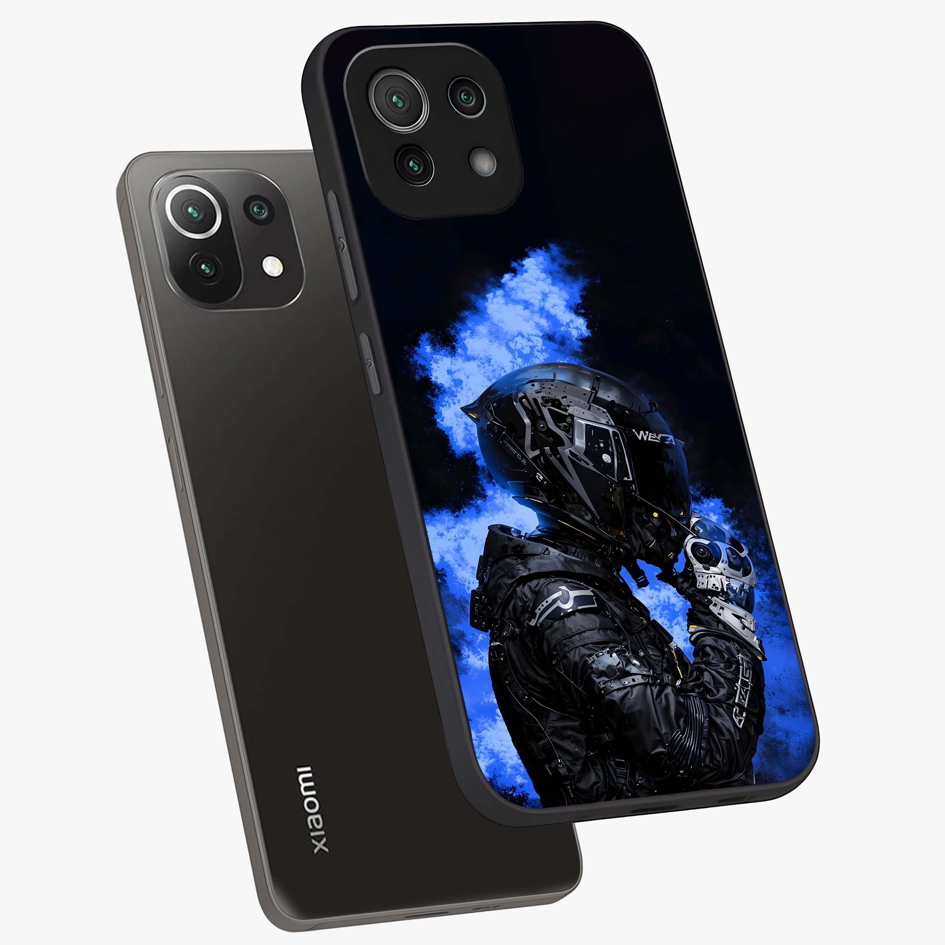 Cyber Sentinel Protocol Glass Case displayed in angled mockup highlighting digital cyber design with sci-fi aesthetic style.