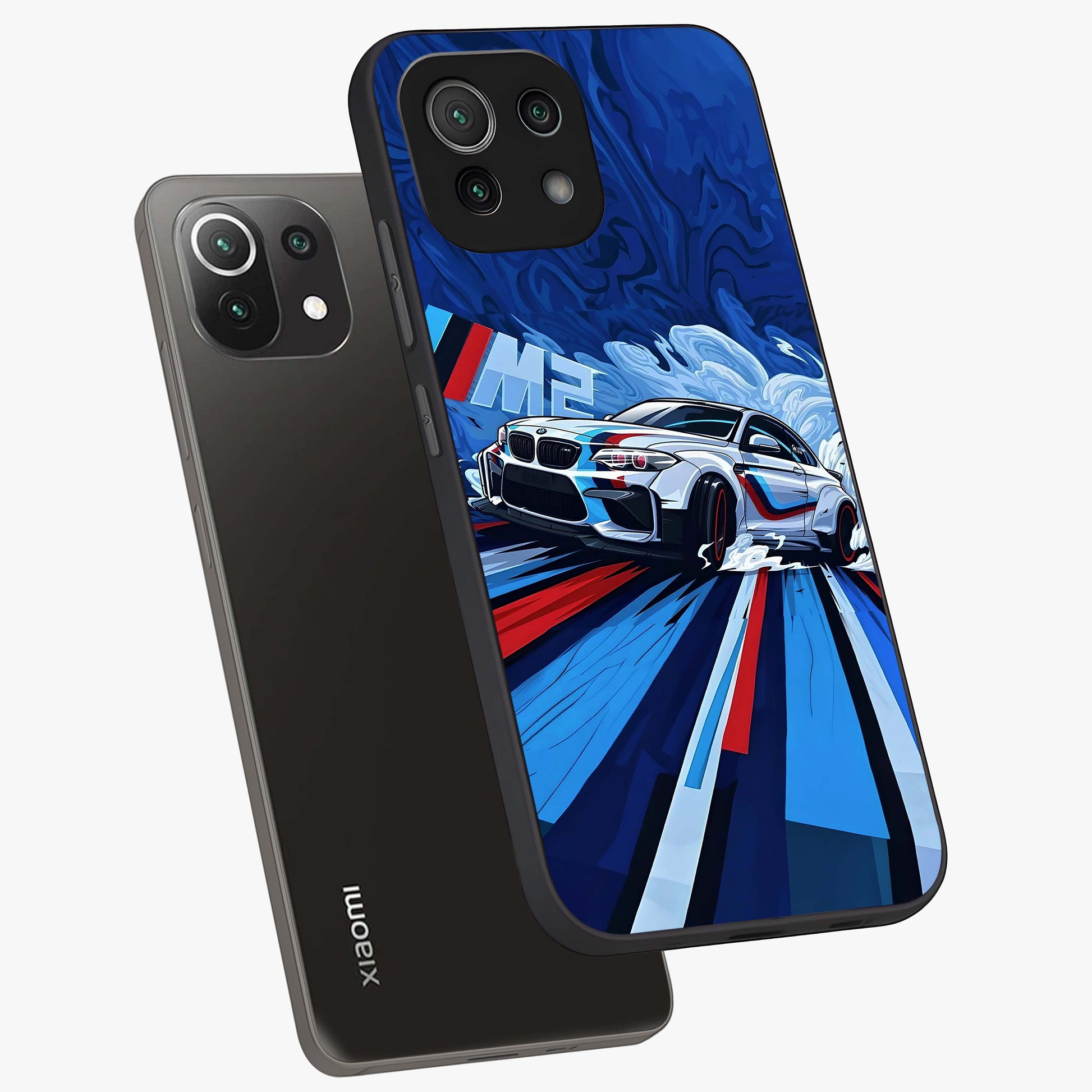 Drift Power Rush Glass Case displayed in angled mockup highlighting powerful drift car design with sporty aesthetic style.