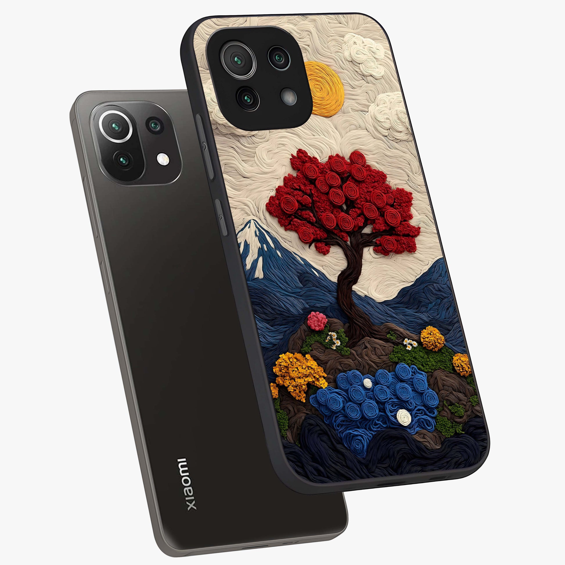 Eternal Nature Tapestry Glass Case displayed in angled mockup highlighting detailed botanical pattern with artistic aesthetic.