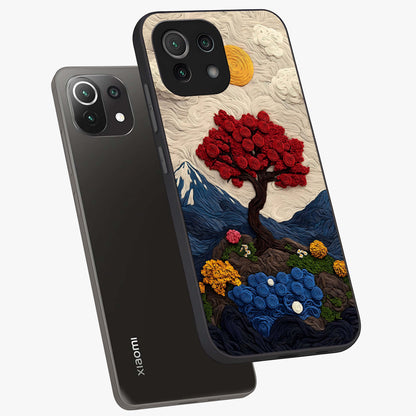 Eternal Nature Tapestry Glass Case displayed in angled mockup highlighting detailed botanical pattern with artistic aesthetic.