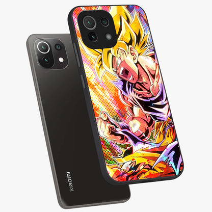 Firing Goku Glass Case displayed in angled mockup highlighting dynamic anime character design with action aesthetic.