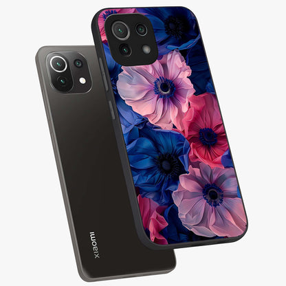 Flower Paper Art Pattern Glass Case displayed in angled mockup highlighting layered paper flower design with artistic aesthetic.