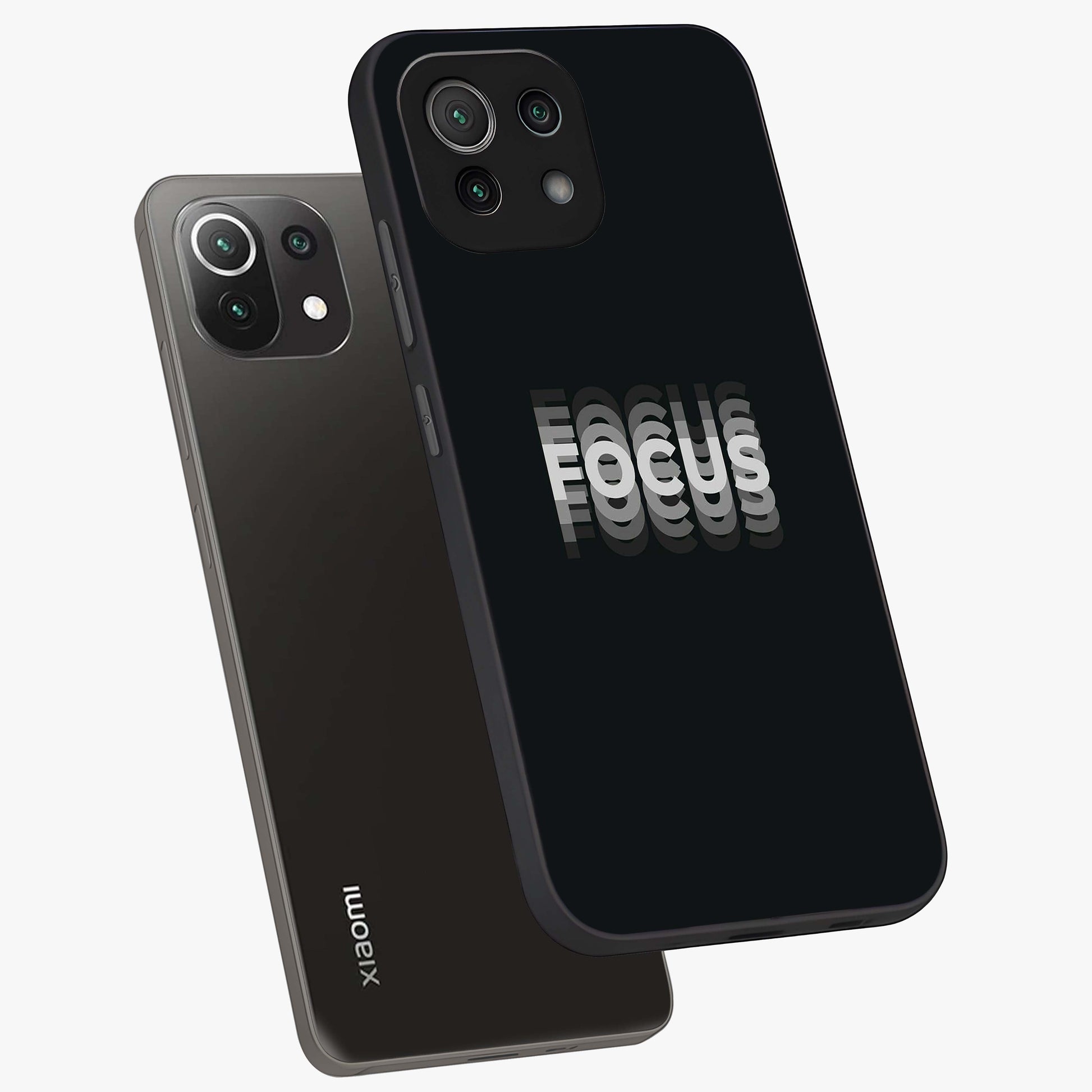 Focus Mode On Glass Case displayed in angled mockup highlighting clean minimal text artwork with modern aesthetic style.