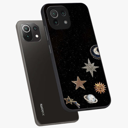 Galactic Charm Glow Glass Case displayed in angled mockup highlighting luminous galaxy inspired design with dreamy aesthetic.