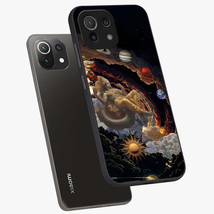 Galactic Divine God Glass Case displayed in angled mockup highlighting powerful celestial deity illustration with galactic aesthetic.