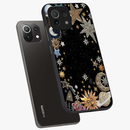 Galactic Jewel Stars Glass Case displayed in angled mockup highlighting shining celestial star design with cosmic aesthetic style.