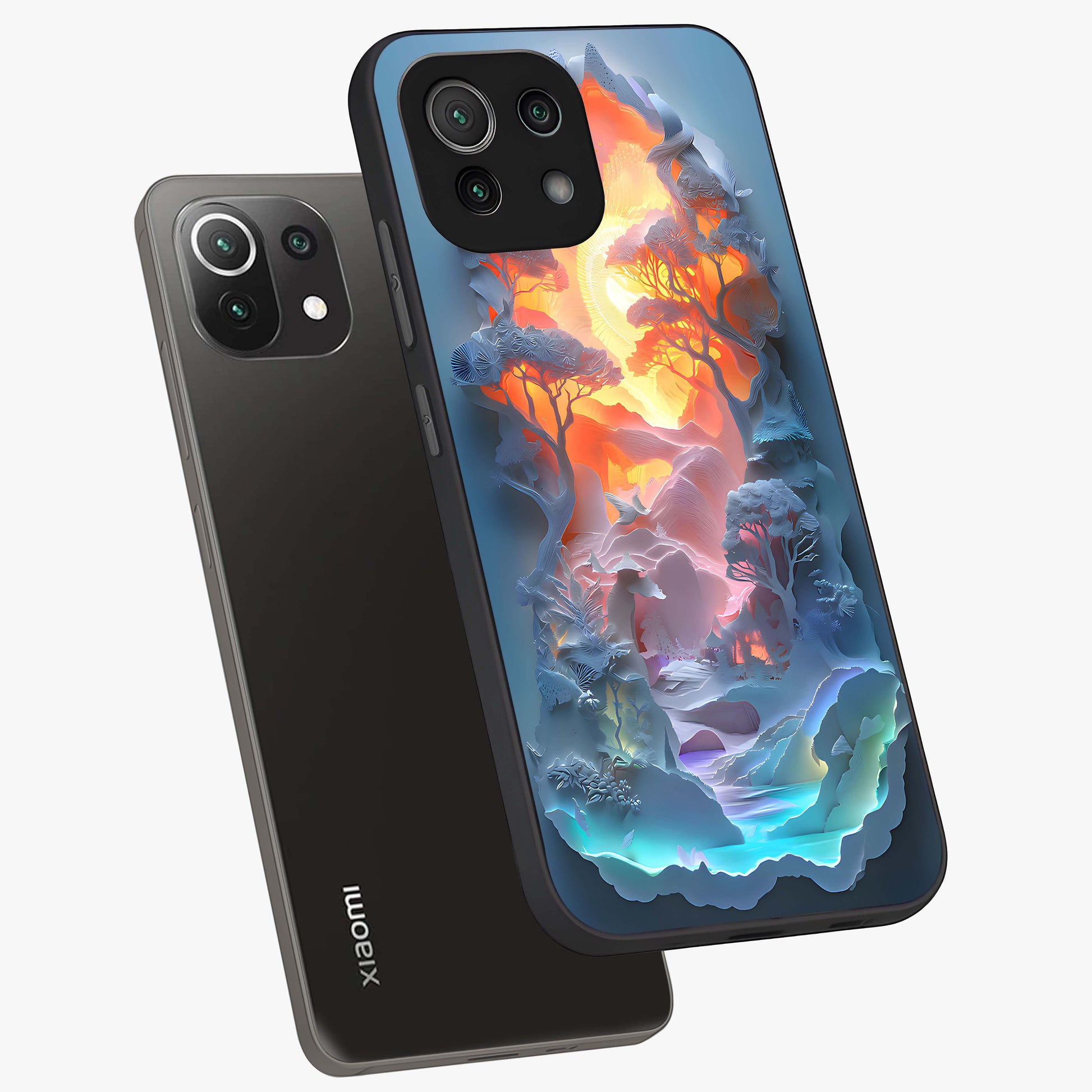 Glow Forest Portal Glass Case displayed in angled mockup highlighting mystical forest design with magical glowing aesthetic.