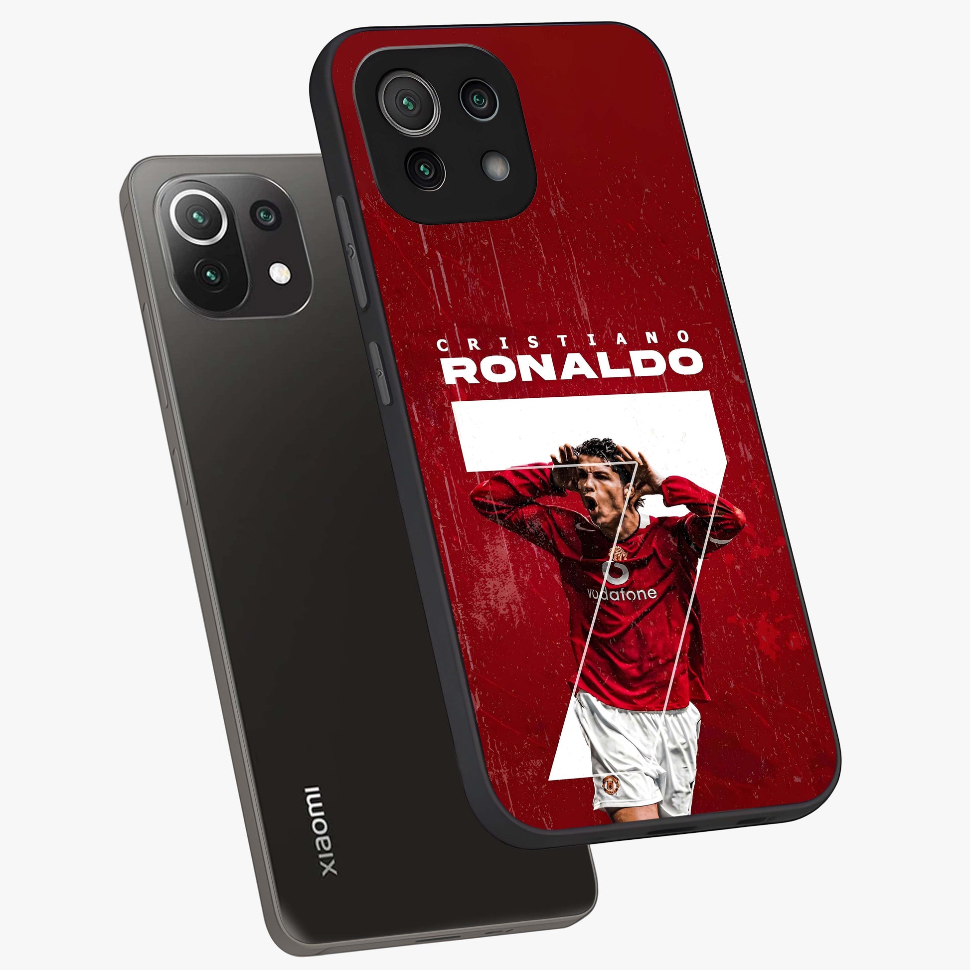 Goal Celebration Legacy Glass Case displayed in angled mockup highlighting energetic sports celebration design with bold athletic theme.