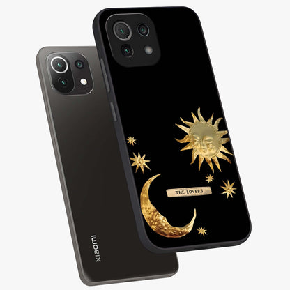 Gold Sun Blush Glass Case displayed in angled mockup highlighting radiant sun design with warm golden aesthetic.